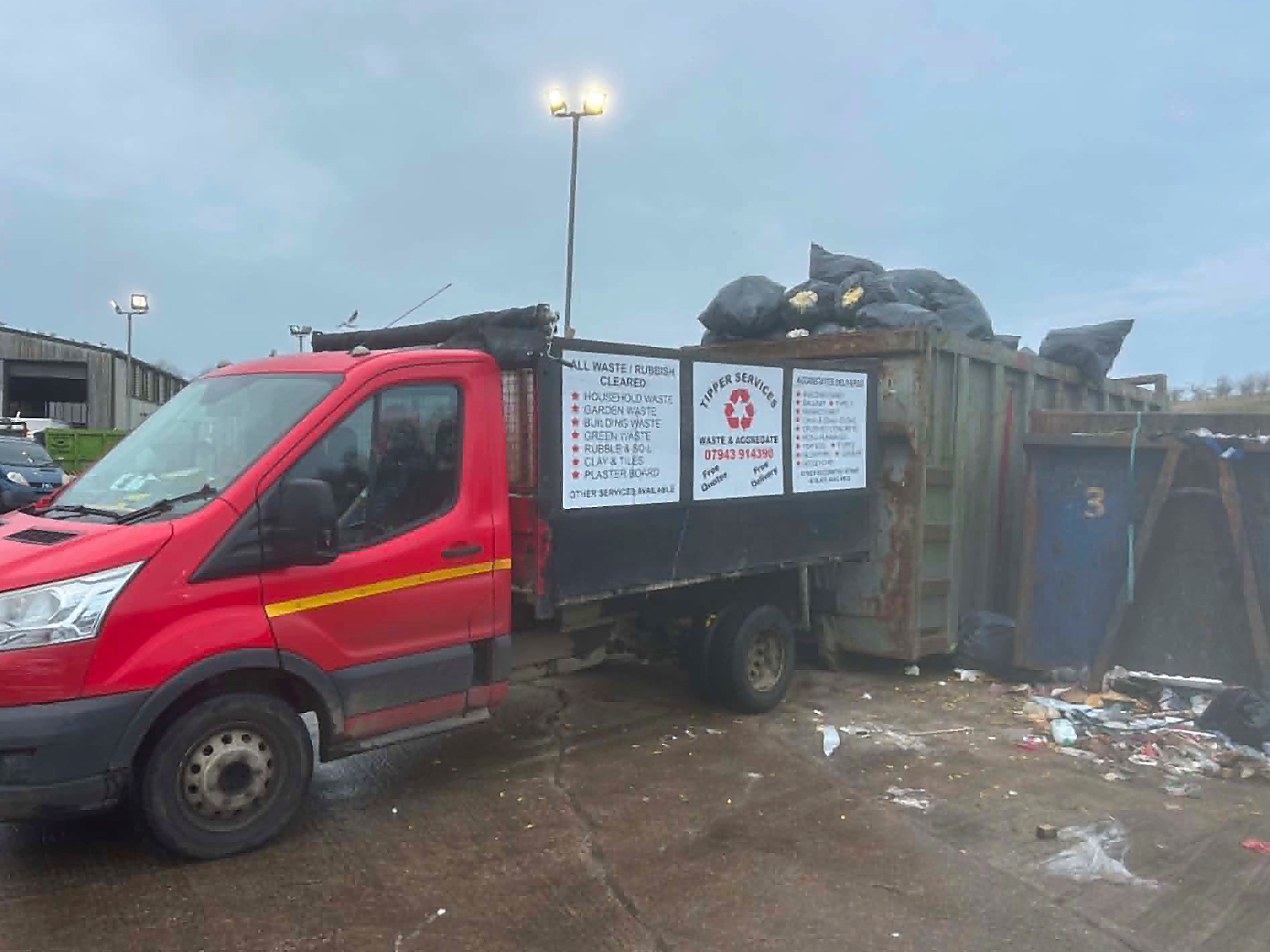 Tipper Services truck at the waste transfer yard